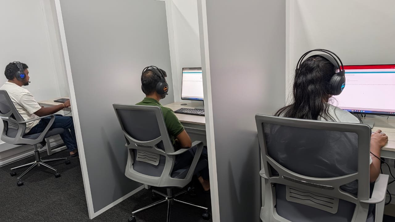 PTE exam practice room at the Yes For PTE centre in Nawinna, Maharagama